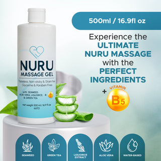 Nuru Massage Gel 500ml / 16.9 oz with Aloe Vera, Seaweed, Green Tea, Liquorice, and Vitamin B5