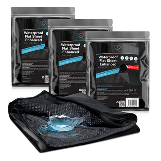 Eroticgel Enhanced waterproof flat play sheet packs in three sizes