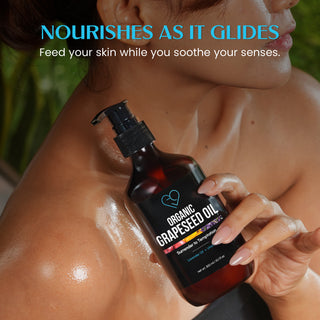 Organic Grapeseed Massage Oil with Lavender & Vitamin E | Lightweight, Non-Greasy Body & Skin Oil | 300ml & 500ml