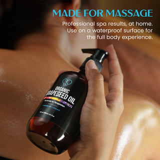 Organic Grapeseed Massage Oil with Lavender & Vitamin E | Lightweight, Non-Greasy Body & Skin Oil | 300ml & 500ml