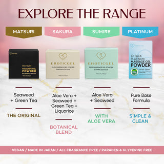 Sakura Edition Japanese Nuru Massage Gel Powder | Aloe Vera, Seaweed, Liquorice & Green Tea | Made in Japan | Vegan | Fragrance-Free