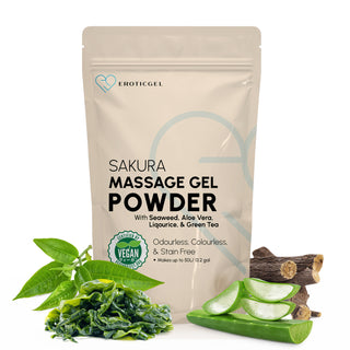 Sakura Edition Japanese Nuru Massage Gel Powder | Aloe Vera, Seaweed, Liquorice & Green Tea | Made in Japan | Vegan | Fragrance-Free