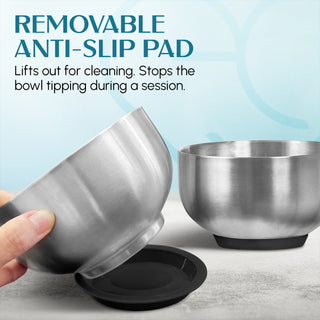 Nuru Massage Mixing Bowl | 304 Stainless Steel with Bamboo Lid | 500ml with Engraved Measuring Lines | Removable Anti-Slip Base