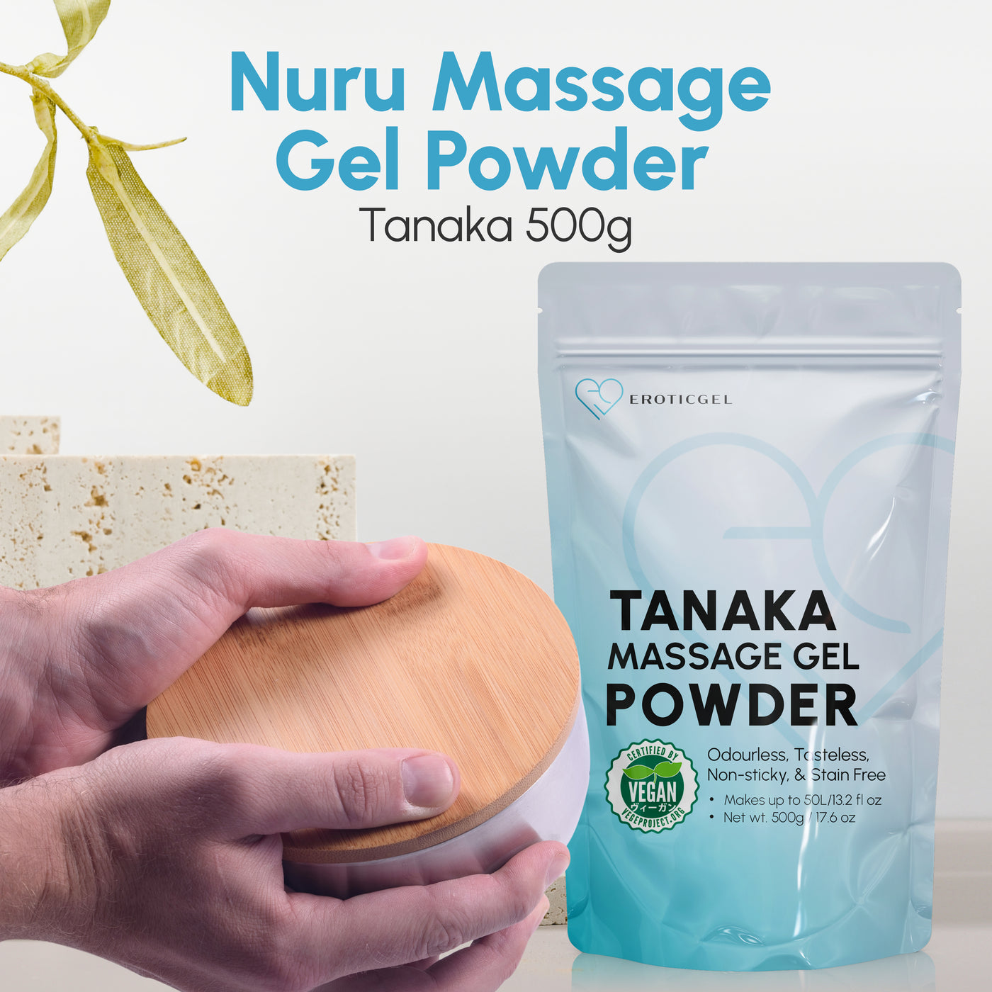 Eroticgel Vegan Nuru Massage Gel Powder - Sakura Edition 500g - Makes 50L / 13.2gal