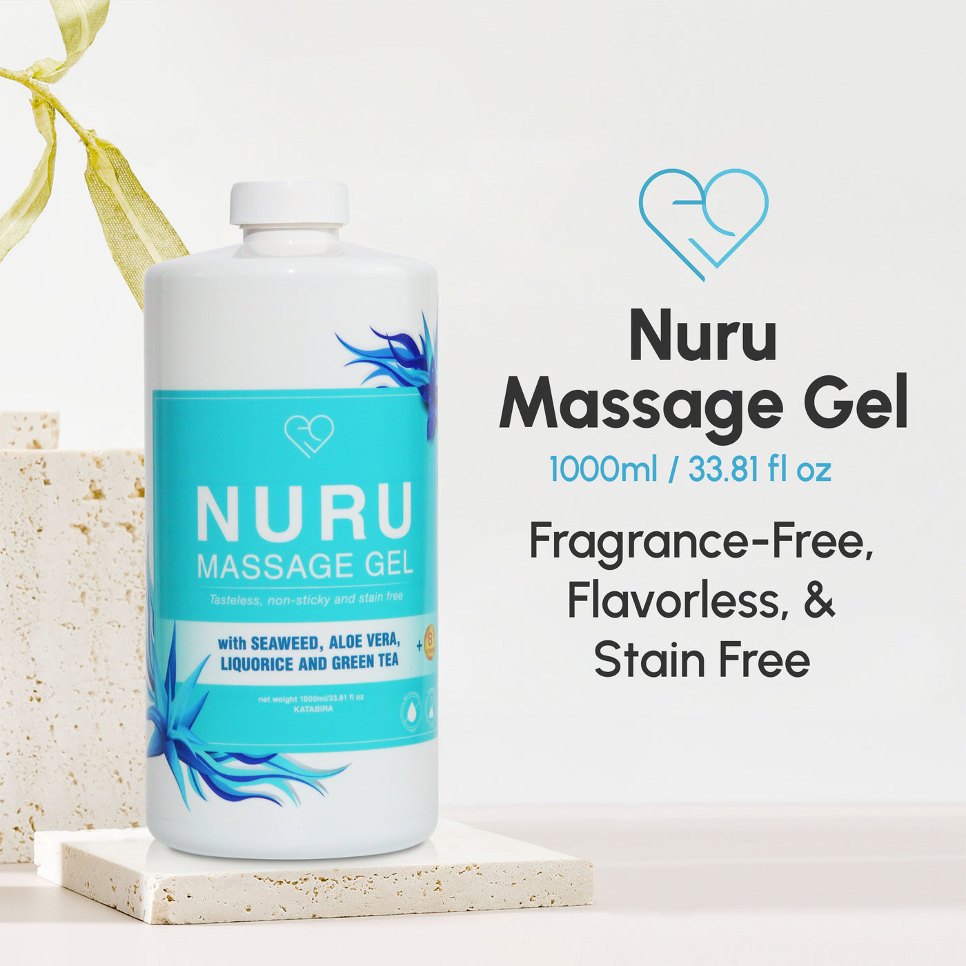 Eroticgel Nuru Massage Gel 1000ml / 33.81 oz with Aloe Vera, Seaweed, Green Tea, Liquorice, and Vitamin B5