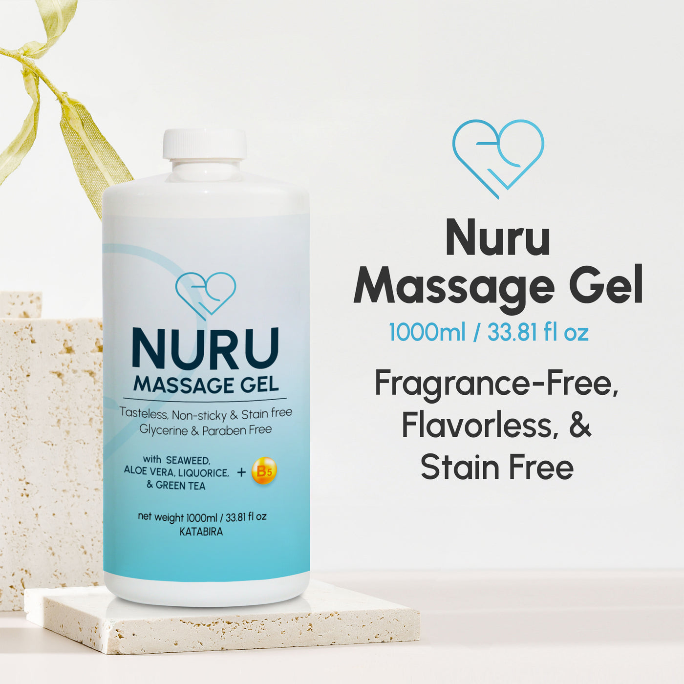 Eroticgel Nuru Massage Gel 1000ml / 33.81 oz with Aloe Vera, Seaweed, Green Tea, Liquorice, and Vitamin B5