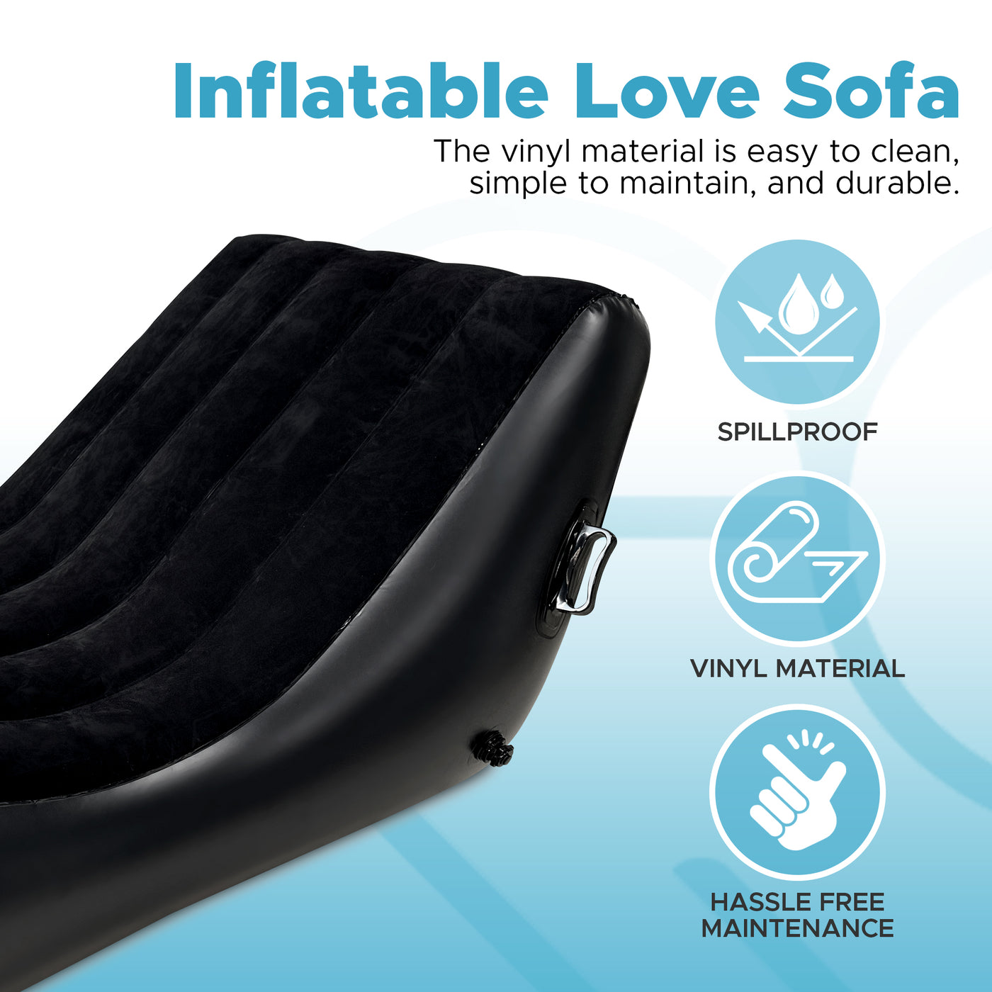 Inflatable Love Sofa | Multifunctional Love Sofa with Handles | Body Positioning for a Deeper and More Intimate Connection | PVC and Cotton Flock Material