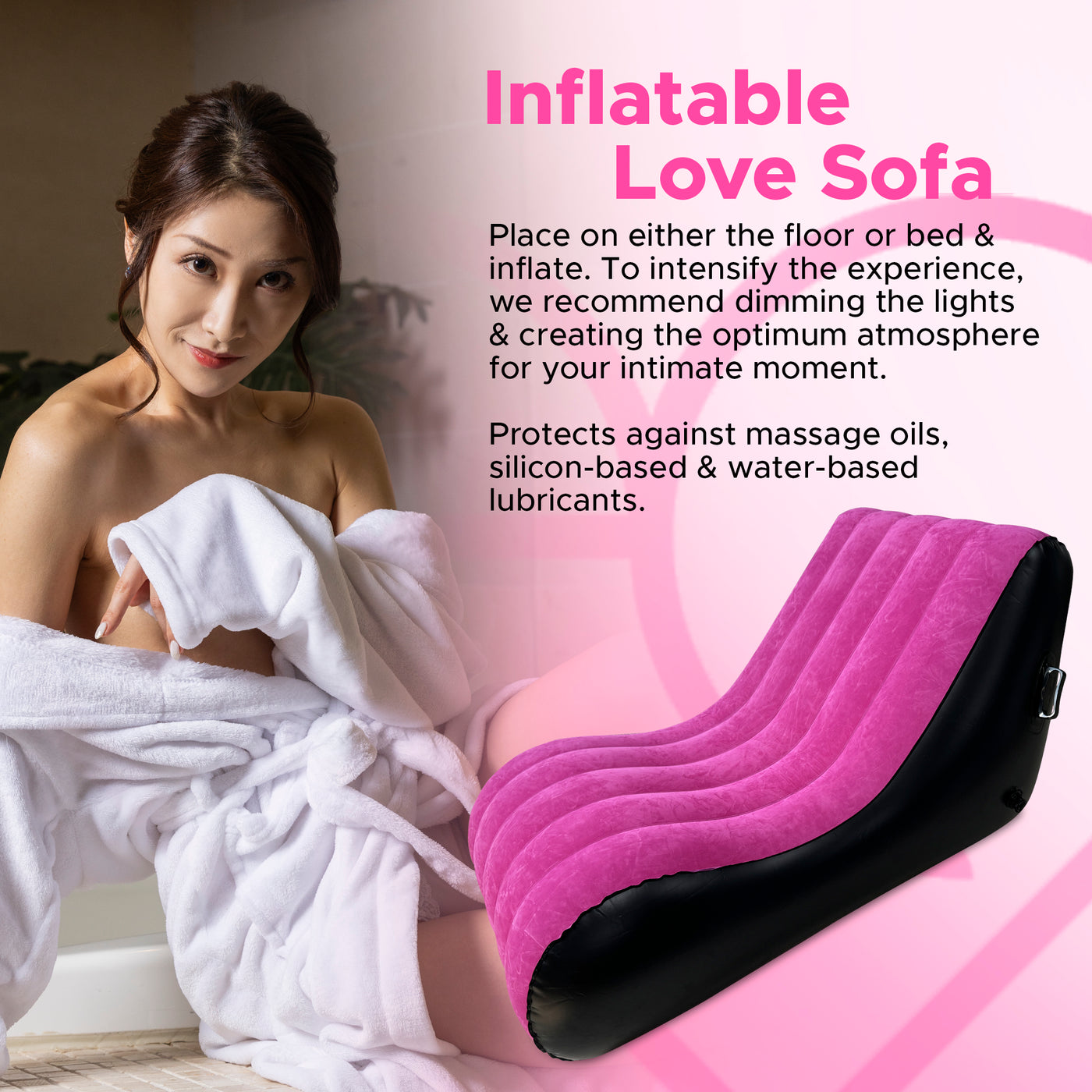 Inflatable Love Sofa | Multifunctional Love Sofa with Handles | Body Positioning for a Deeper and More Intimate Connection | PVC and Cotton Flock Material