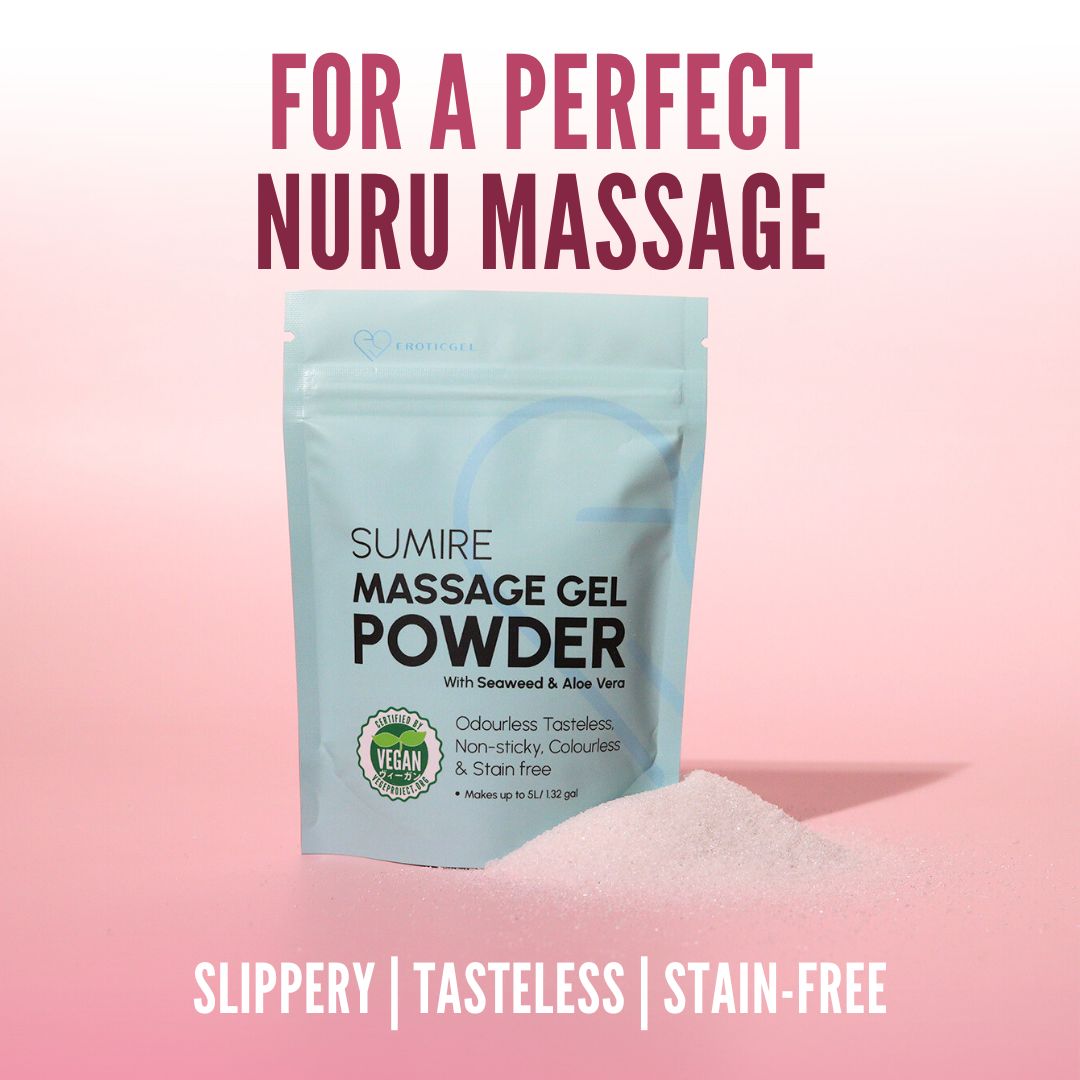 Japanese Nuru Massage Gel Powder 50g - Sumire Edition | Resealable Sachet | Nori Seaweed & Aloe Vera | Made in Japan | Slippery, Odorless, Tasteless, and Stain-Free | Paraben & Glycerin Free | Makes Up to 1.32 Gallons of Gel