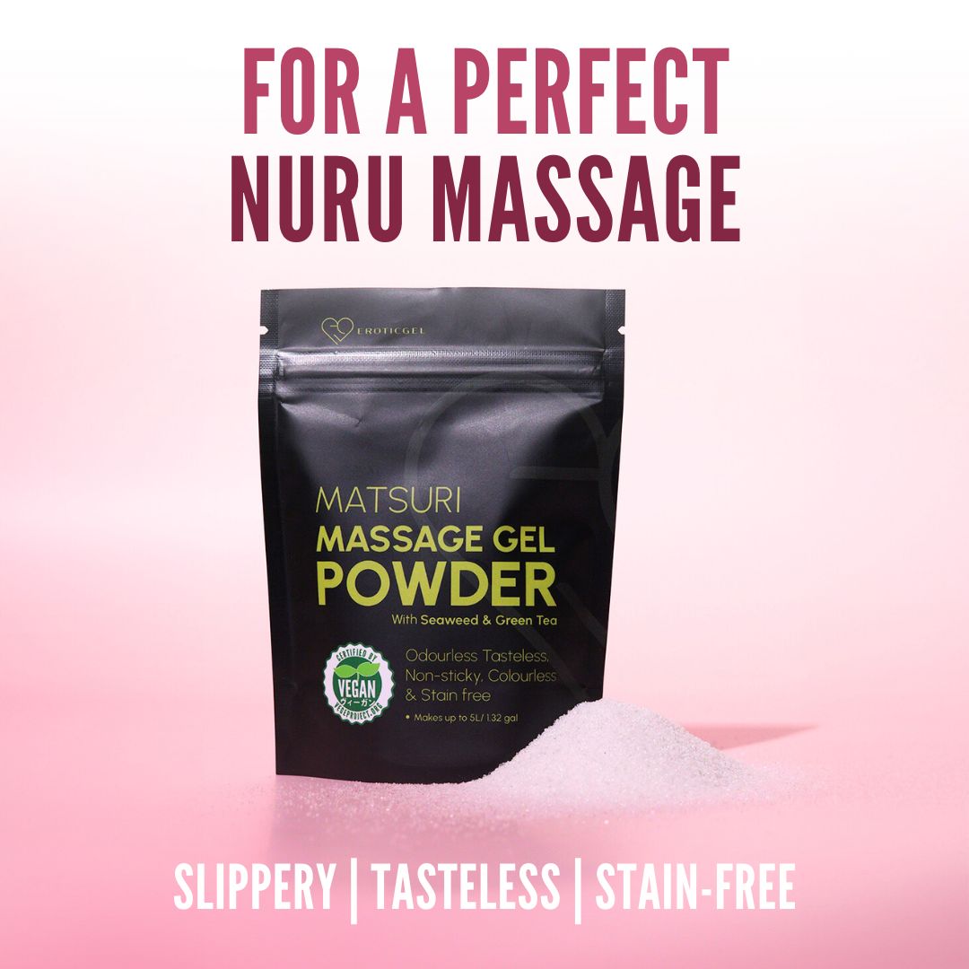 Japanese Nuru Massage Gel Powder 50g - Matsuri Edition | Resealable Sachet | Seaweed & Green Tea | Made in Japan | Vegan | Paraben & Glycerin Free | Makes Up to 5L/ 1.32 Gallons of Gel