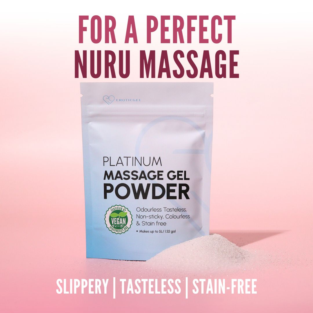 Japanese Nuru Massage Gel Powder 50g - Platinum Edition | Resealable Sachet | Made in Japan | Slippery, Odorless, Tasteless, and Stain-Free | Paraben & Glycerin Free | Makes Up to 1.32 Gallons of Gel