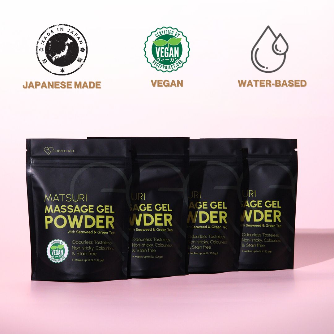 Japanese Nuru Massage Gel Powder 50g - Matsuri Edition | Resealable Sachet | Seaweed & Green Tea | Made in Japan | Vegan | Paraben & Glycerin Free | Makes Up to 5L/ 1.32 Gallons of Gel