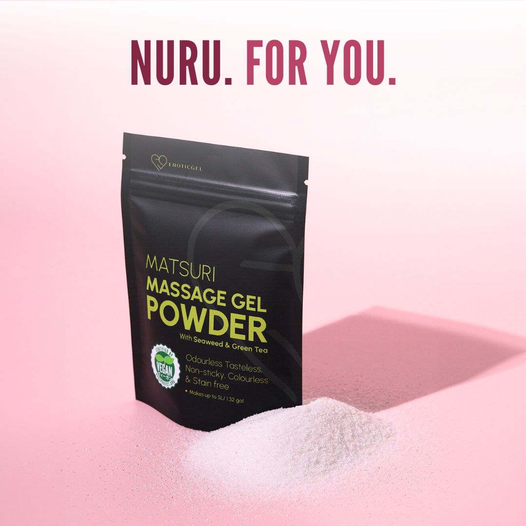 Japanese Nuru Massage Gel Powder 50g - Matsuri Edition | Resealable Sachet | Seaweed & Green Tea | Made in Japan | Vegan | Paraben & Glycerin Free | Makes Up to 5L/ 1.32 Gallons of Gel