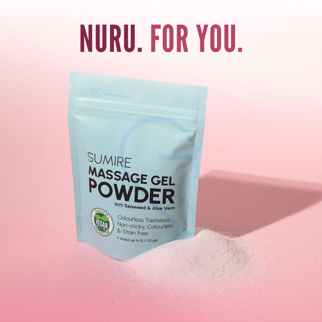 Japanese Nuru Massage Gel Powder 50g - Sumire Edition | Resealable Sachet | Nori Seaweed & Aloe Vera | Made in Japan | Slippery, Odorless, Tasteless, and Stain-Free | Paraben & Glycerin Free | Makes Up to 1.32 Gallons of Gel