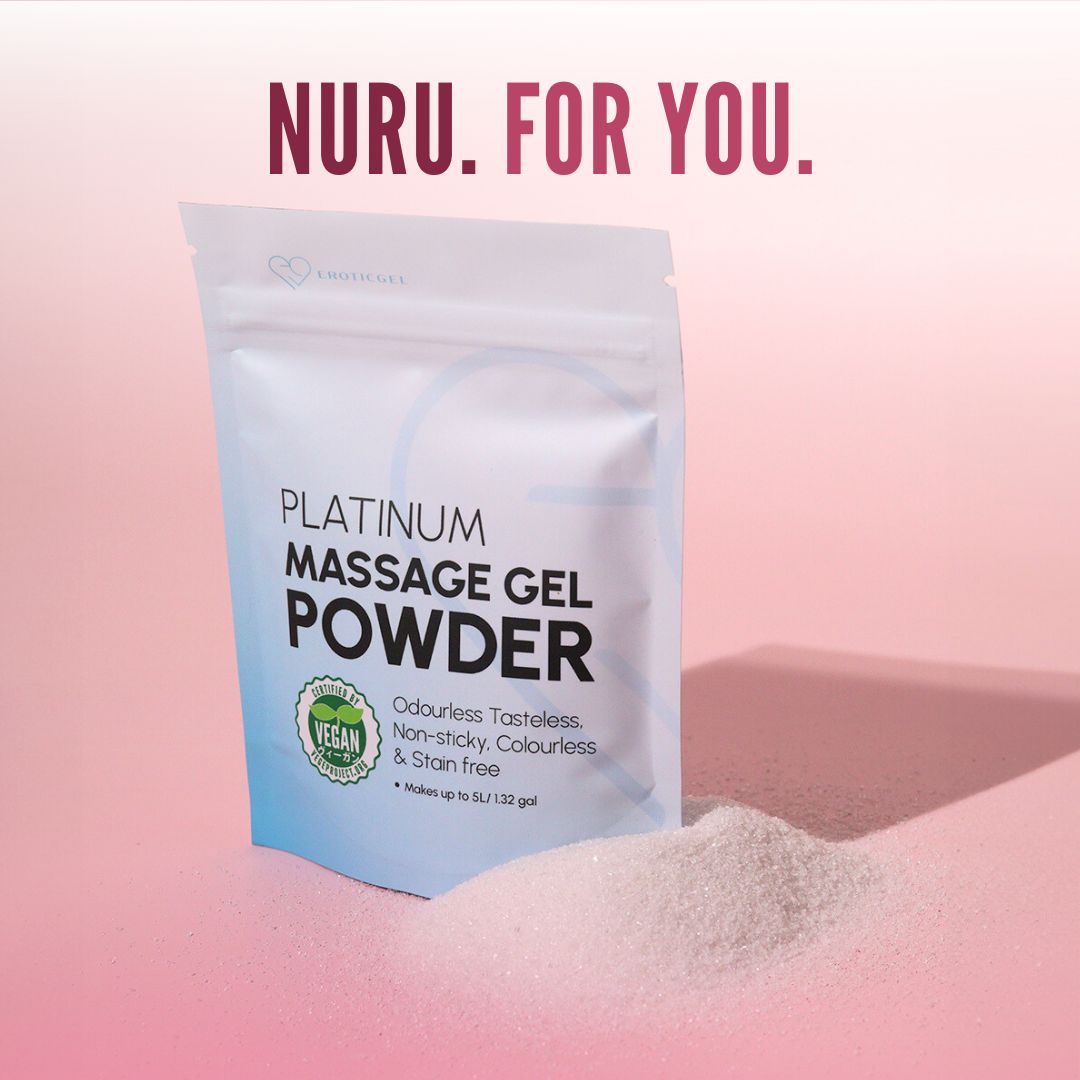 Japanese Nuru Massage Gel Powder 50g - Platinum Edition | Resealable Sachet | Made in Japan | Slippery, Odorless, Tasteless, and Stain-Free | Paraben & Glycerin Free | Makes Up to 1.32 Gallons of Gel