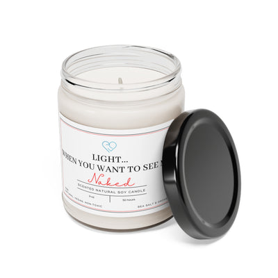 Light Me When You Want To See Me Naked Scented Soy Candle, Sexy Gift, Bedroom Play Scent