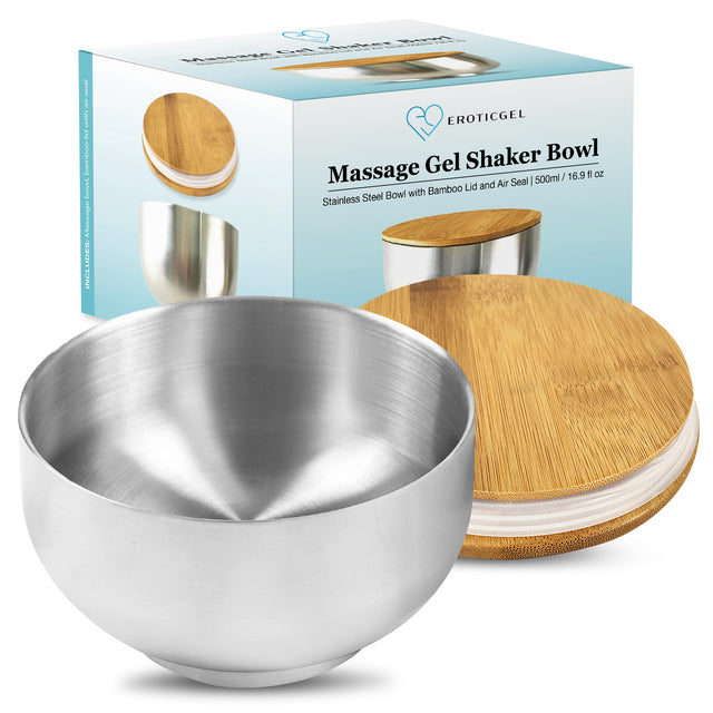 Eroticgel 500ml/16.9 fl oz Massage Gel Stainless Steel Bowl with Bamboo Lid