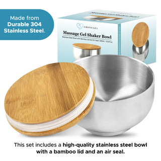 Nuru Massage Gel Stainless Steel Bowl with Bamboo Lid | 500ml/16.9 fl oz