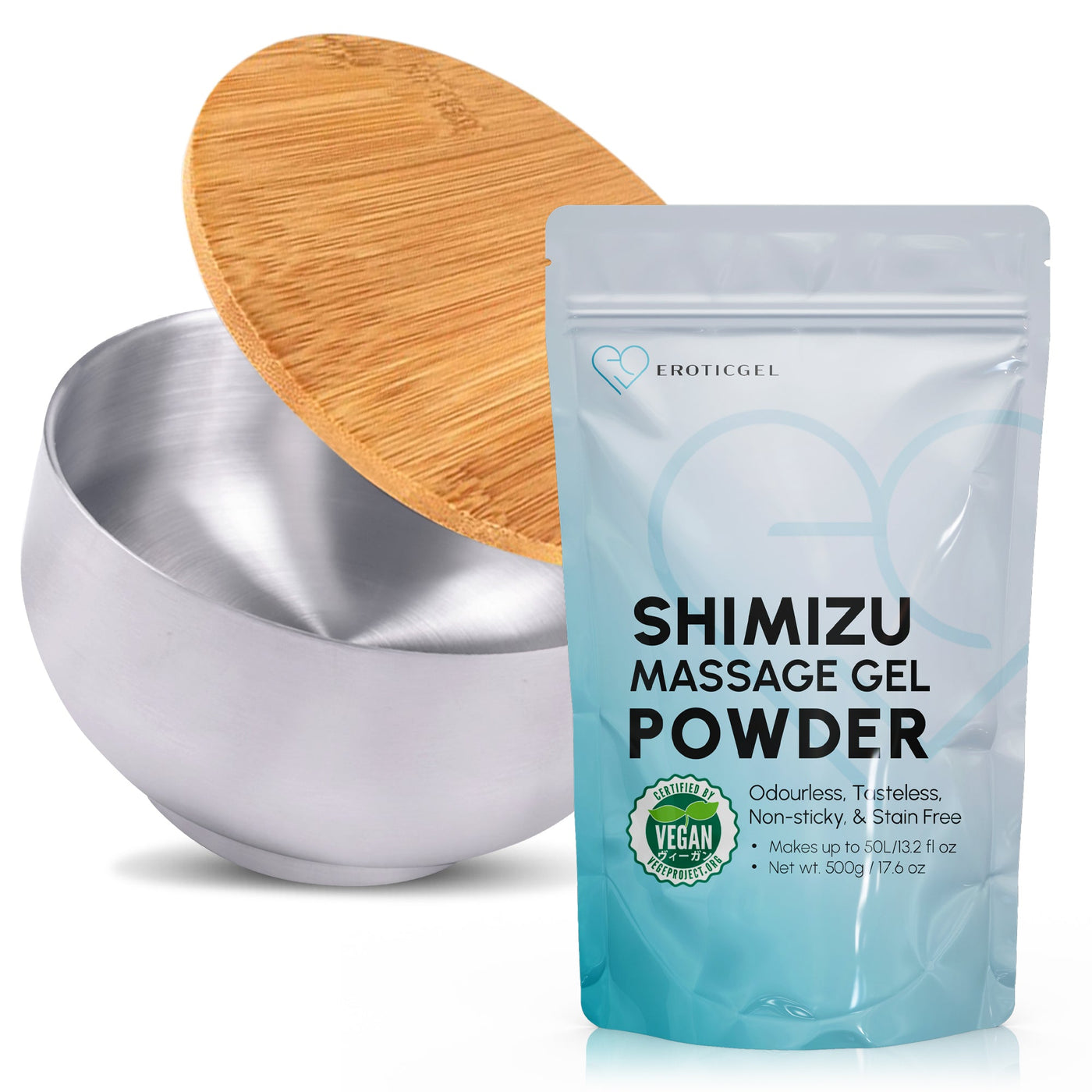Eroticgel Massage Powder 500g and Mixing Bowl Set - Seaweed and Green Tea