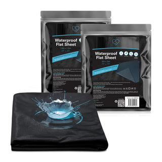 Eroticgel black waterproof flat play sheet packs, 1.5m and 2m