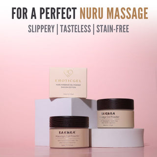 Sakura Edition Japanese Nuru Massage Gel Powder 40g | Formulated with Aloe Vera, Seaweed, Liquorice, & Green Tea | Makes 4L / 1.05 gal