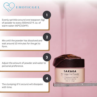 Sakura Edition Japanese Nuru Massage Gel Powder 40g | Formulated with Aloe Vera, Seaweed, Liquorice, & Green Tea | Makes 4L / 1.05 gal