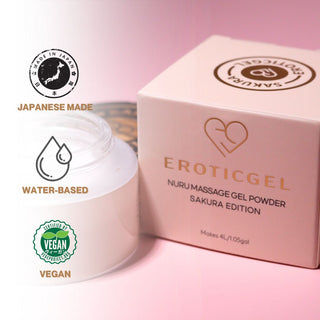 Sakura Edition Japanese Nuru Massage Gel Powder 40g | Formulated with Aloe Vera, Seaweed, Liquorice, & Green Tea | Makes 4L / 1.05 gal