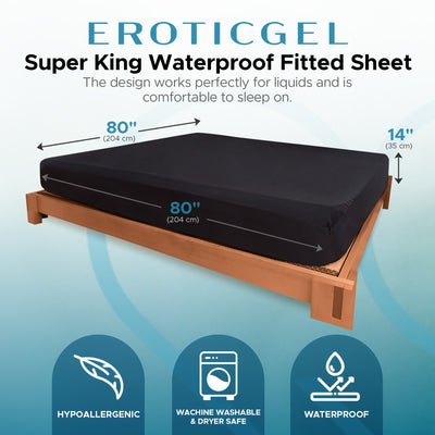 Eroticgel Super King Waterproof Fitted Sheet 204cm x 204cm + 35cm (80″x 80″ + 14″)