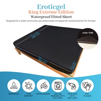 Eroticgel KING Waterproof Fitted Sheet EXTREME Edition 183cm x 203cm + 35cm (72″x 80″ + 14″)