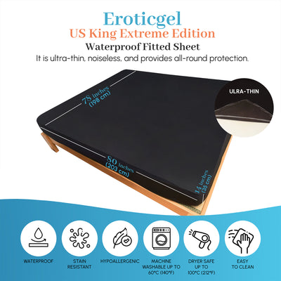 Eroticgel US King Waterproof Fitted Sheet EXTREME Edition 198cm x 203cm + 35cm (78''x 80''+14'')
