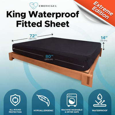 Eroticgel King Waterproof Fitted Sheet EXTREME Edition 183cm x 203cm + 35cm (72″x 80″ + 14″)