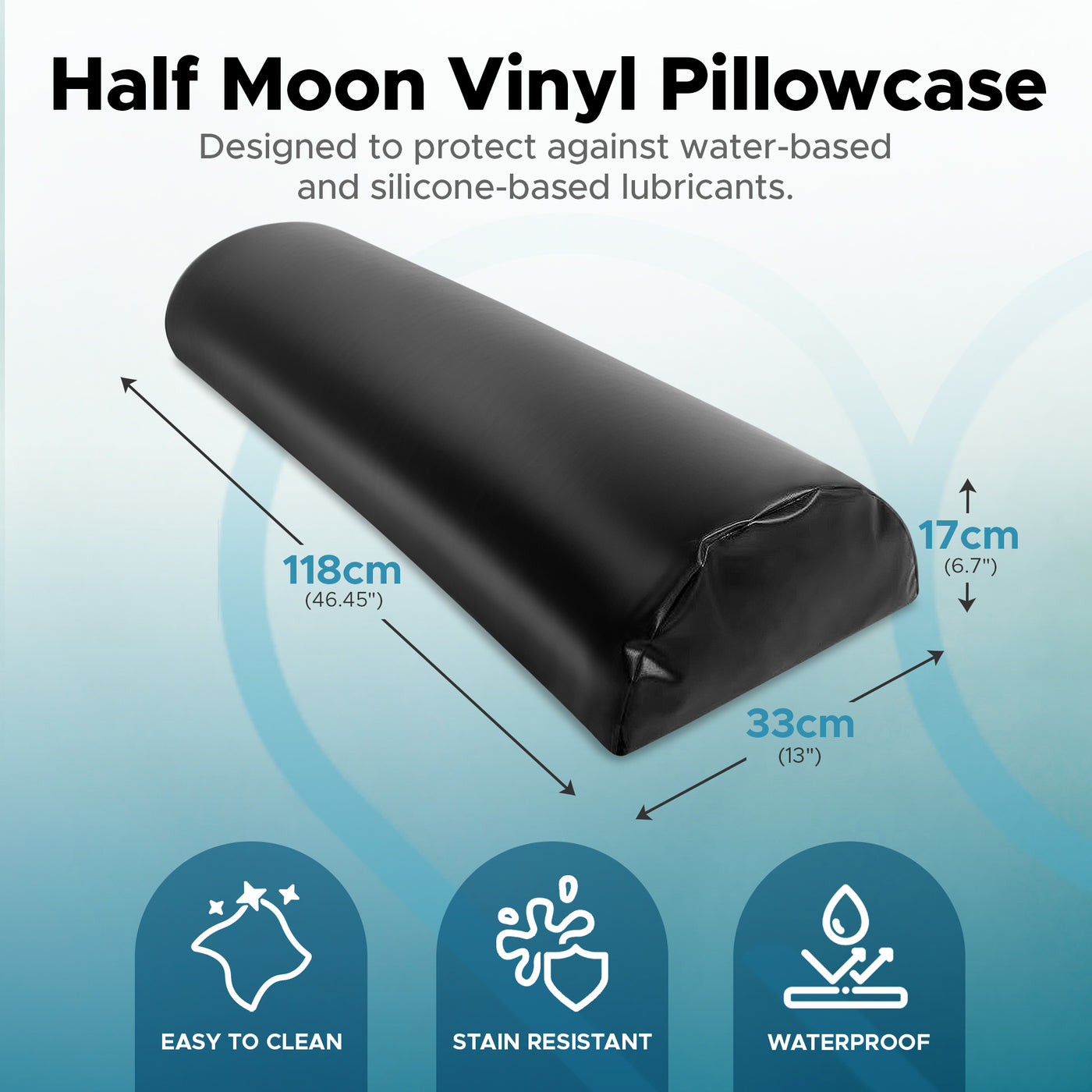 Eroticgel Half Moon Vinyl Pillowcase - 118cm x 33cm x 17cm (46.45'' x 13'' x 6.7'')