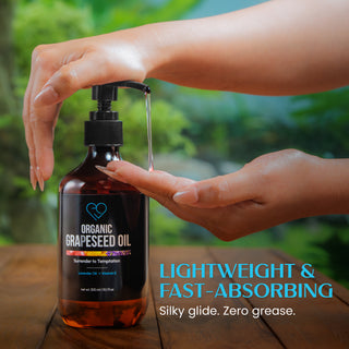 Organic Grapeseed Massage Oil with Lavender & Vitamin E | Lightweight, Non-Greasy Body & Skin Oil | 300ml & 500ml
