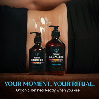 Organic Grapeseed Massage Oil with Lavender & Vitamin E | Lightweight, Non-Greasy Body & Skin Oil | 300ml & 500ml