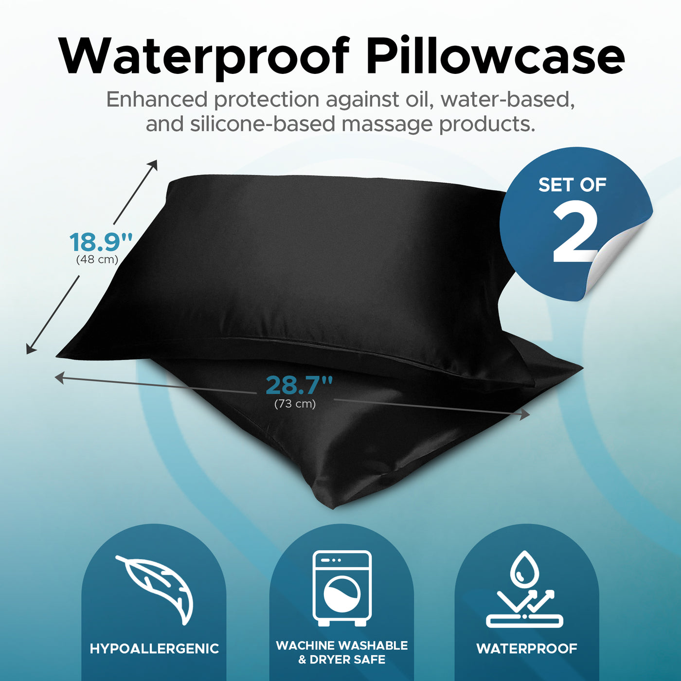 Eroticgel Waterproof Pillowcase Set of Two 48cm x 73cm (18.9″x 28.7″)