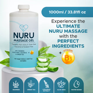 Nuru Massage Gel 1000ml / 33.81 oz with Aloe Vera, Seaweed, Green Tea, Liquorice, and Vitamin B5
