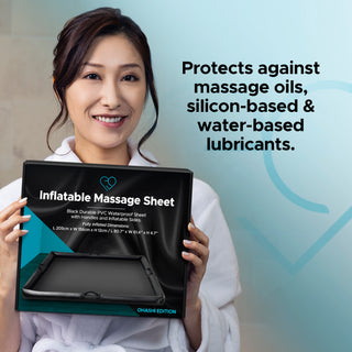Nuru Inflatable Waterproof Massage Sheet with Handles 210cm x 156cm x 16cm (83’’ x 61’’ x 6’’)