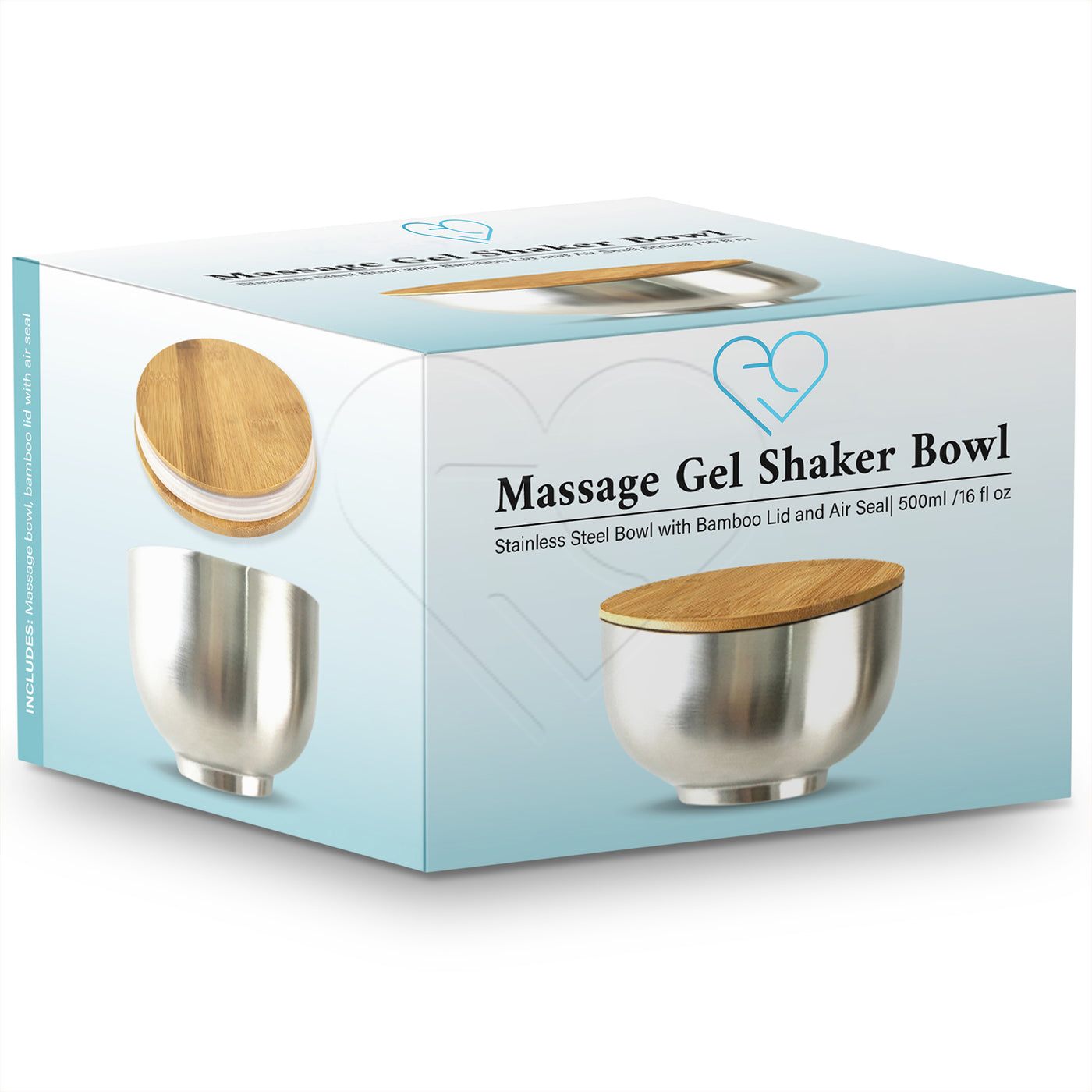 Eroticgel 500ml Massage Gel Stainless Steel Bowl with Bamboo Lid