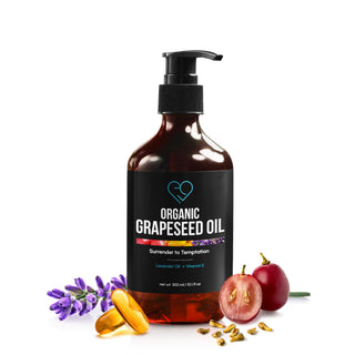 Organic Grapeseed Massage Oil with Lavender & Vitamin E | Lightweight, Non-Greasy Body & Skin Oil | 300ml & 500ml