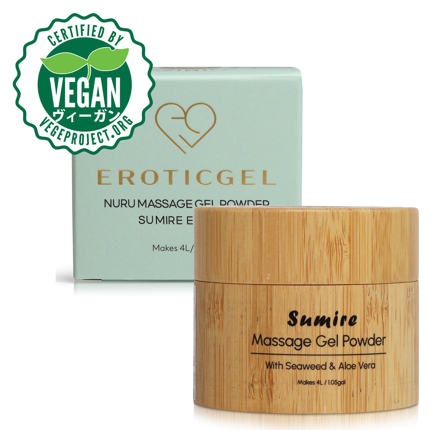 Nuru Massage Gel Powder 40g | Nori Seaweed and Aloe Vera | Made in Japan | 4L / 1.04 Gal | Glycerine and Paraben Free