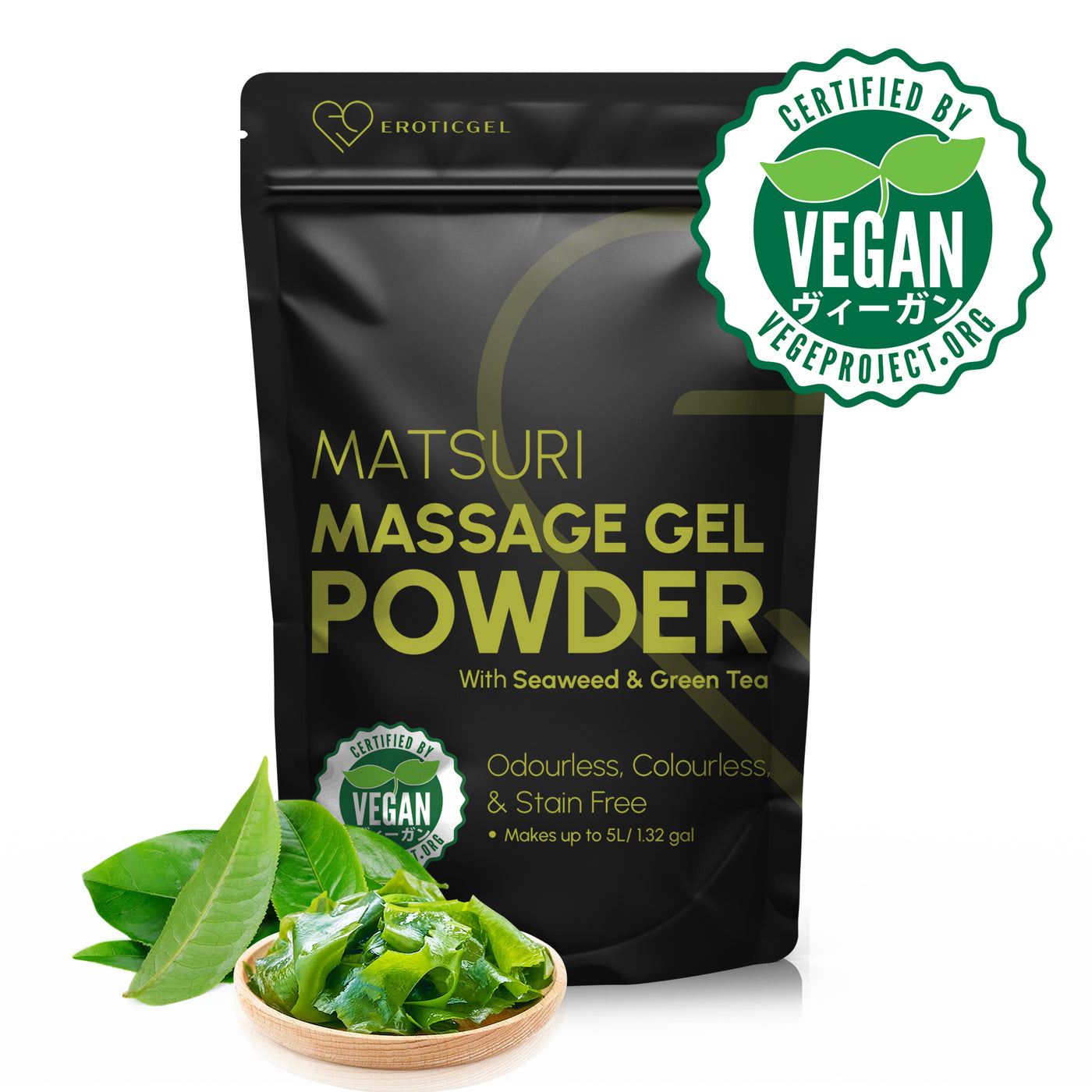Matsuri Edition Japanese Nuru Massage Gel Powder | Resealable Sachet | Seaweed & Green Tea | Made in Japan | Vegan | Paraben & Glycerin Free