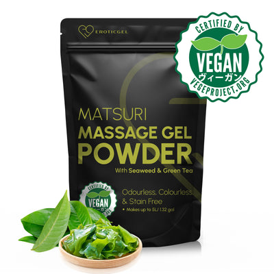 Matsuri Edition Japanese Nuru Massage Gel Powder | Resealable Sachet | Seaweed & Green Tea | Made in Japan | Vegan | Paraben & Glycerin Free