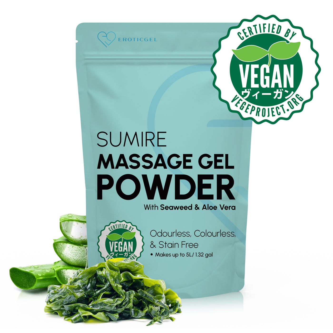 Sumire Edition Japanese Nuru Massage Gel Powder | Resealable Sachet | Nori Seaweed & Aloe Vera | Made in Japan | Vegan | Paraben & Glycerin Free