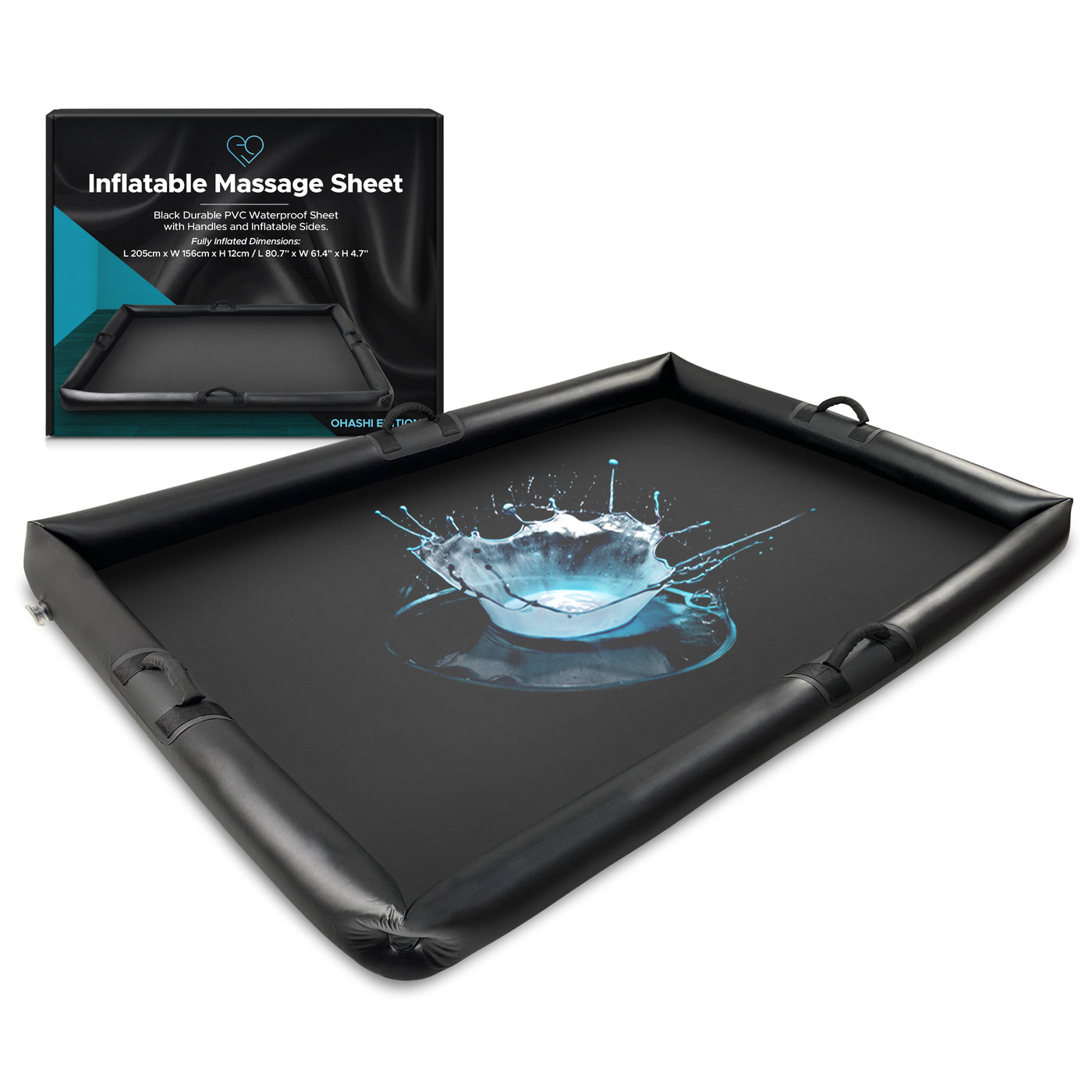 Eroticgel Inflatable Waterproof Massage Sheet with Handles 205cm x 156cm x 12cm (80.7″ x 61.4″ x 4.7″)