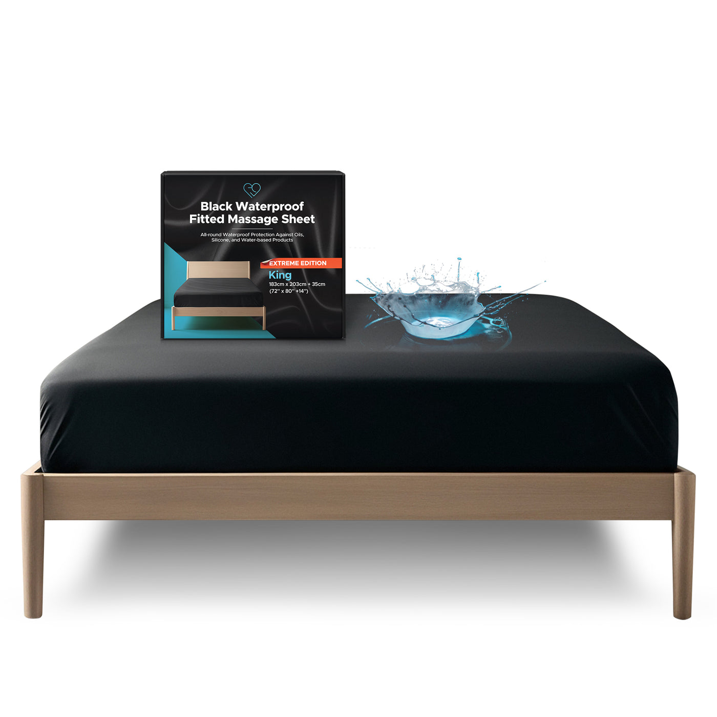 Eroticgel King Waterproof Fitted Sheet EXTREME Edition 183cm x 203cm + 35cm (72″x 80″ + 14″)