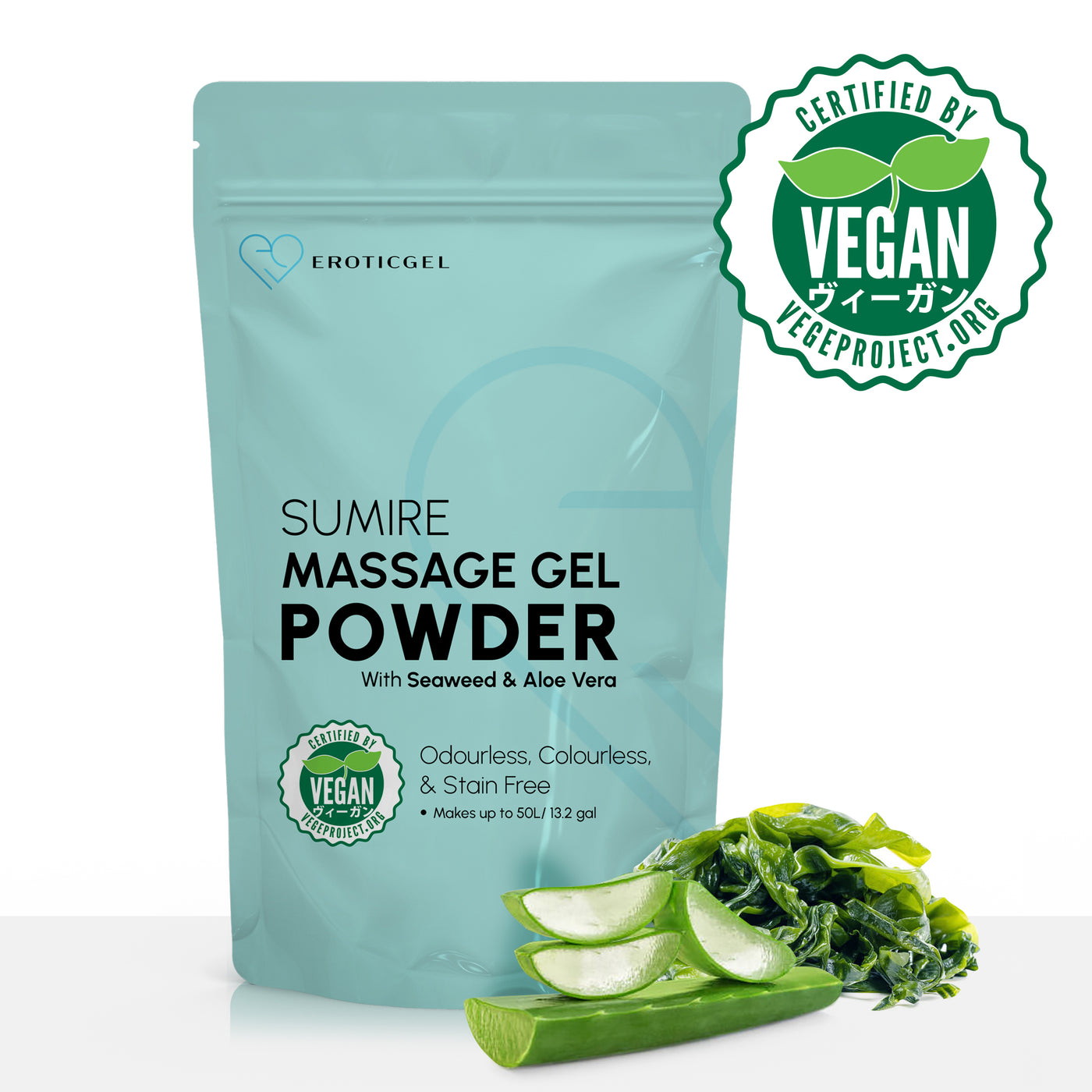 Sumire Edition Japanese Nuru Massage Gel Powder | Resealable Sachet | Nori Seaweed & Aloe Vera | Made in Japan | Vegan | Paraben & Glycerin Free