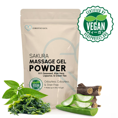 Sakura Edition Japanese Nuru Massage Gel Powder | Resealable Sachet | Aloe Vera, Seaweed, Liquorice, & Green Tea | Made in Japan | Paraben & Glycerin Free |  Vegan