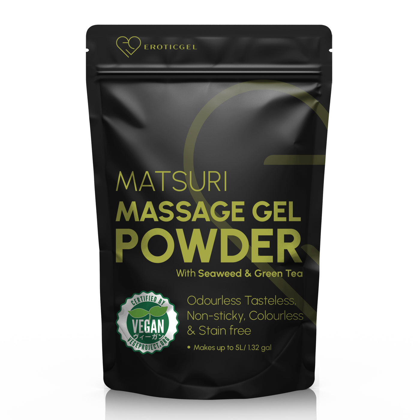 Japanese Nuru Massage Gel Powder 50g - Matsuri Edition | Resealable Sachet | Seaweed & Green Tea | Made in Japan | Vegan | Paraben & Glycerin Free | Makes Up to 5L/ 1.32 Gallons of Gel