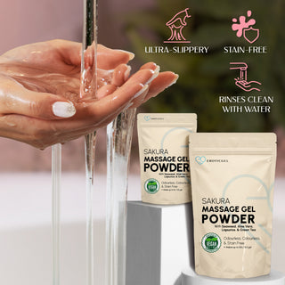 Sakura Edition Japanese Nuru Massage Gel Powder | Aloe Vera, Seaweed, Liquorice & Green Tea | Made in Japan | Vegan | Fragrance-Free