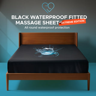 Extreme Waterproof Fitted Sheet | Full Coverage | Black | Nuru Massage
